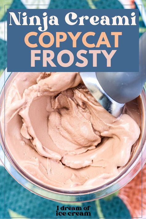 If you love a Wendy's Frosty, you'll be glad to know you can make a copycat version in the Ninja Creami machine! This is a super simple recipe using chocolate milk, creating a delicious frozen dessert you'll love. Best Ninja Cremi Recipes, Ninja Creami Ice Cream Oat Milk, Ninja Creami Recipes Slushy, Ninja Creami Chocolate Milk Recipe, Ninja Cream Recipe Gelato, Nina Creami Ice Cream Recipes, Ninja Creamy Easy Recipes, Nina Creamy Recipes, Ninja Creami Ice Cream Recipes Frozen Yogurt