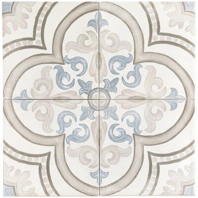 Ivy Hill Tile Valencia Daiza 8" x 8" Porcelain Field Tile in Matte Gray/Blue | Wayfair Mediterranean Artwork, French Country Bathroom, Cleaning Tile Floors, White Tile Floor, Ivy Hill Tile, The Tile Shop, Bathroom Floor Tiles, Commercial Flooring, Tile Work