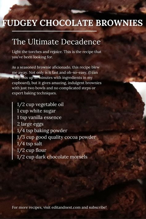 Kos, Brownies Using Cocoa Powder, Homemade Brownies Recipe, Best Chocolate Brownie Recipe, Brownie Recipe With Cocoa, Basic Brownie Recipe, Chewy Brownies Recipe, Fudgy Chocolate Brownies, Brownie Mix Recipes