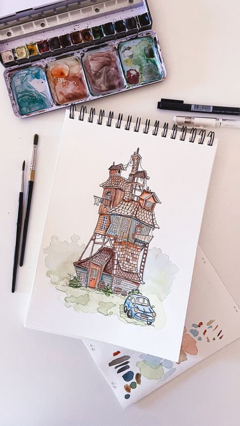 Watercolor Harry Potter Painting, Harry Potter Gouache, Hogwarts Sketch, Watercolor Harry Potter, Harry Potter Watercolor Art, Dibujos Harry Potter, Watercolor Journal Ideas, Harry Potter Prints, Harry Potter Watercolor