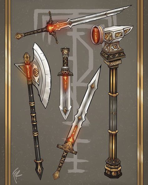 Fantasy Artwork, Fantasy Gear Art, Swords Concept Art, Magic Items, Fantasy Props, Knight Art, Cool Swords, Dungeons And Dragons Homebrew, Medieval Fantasy