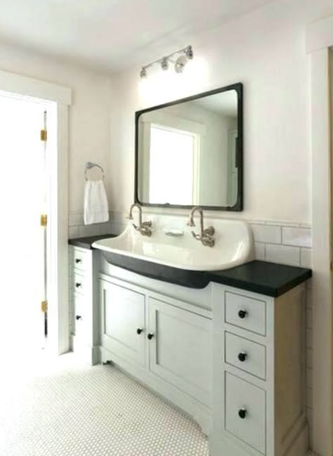 Long and narrow bathroom vanity Small Bathroom Sink Vanity, Narrow Bathroom Vanity, Long Narrow Bathroom, Small Narrow Bathroom, Narrow Bathroom Cabinet, Narrow Bathroom Vanities, Diy Trinkets, Diy Floating Shelves, Custom Bathroom Vanity