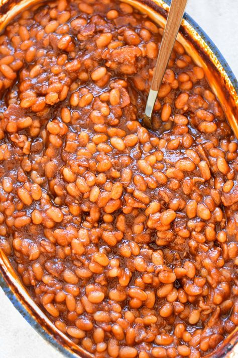 Baked Beans from Scratch Baked Beans From Scratch, Southern Baked Beans, Beans From Scratch, Cookie Salad, Peanut Butter Sheet Cake, Baked Bean Recipes, Northern Beans, Great Northern Beans, Canned Beans