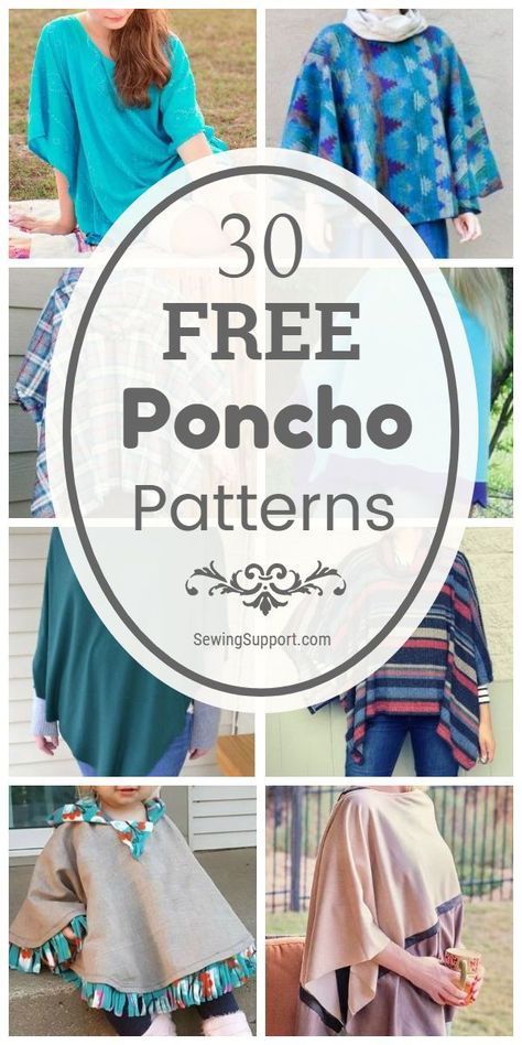 Easy Fleece Poncho, Poncho Hoodie Pattern, Circle Poncho Pattern, Handwoven Poncho Pattern, Poncho From Scarf Diy, Cape Hood Pattern, Sewing Shawls And Wraps, Free Poncho Sewing Pattern, Poncho Cape Pattern Sewing