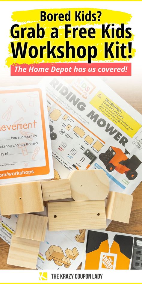 Diy For Toddlers, Home Depot Diy, Home Depot Kids Workshop, Bored Kids, Kids Workshop, Diy Workshop, The Krazy Coupon Lady, Time Kids, Crafts Workshop