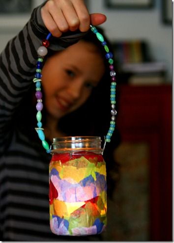 Lantern Crafts For Kids, Mason Jar Lantern, Lantern Crafts, Holiday Mason Jar, Tissue Paper Crafts, Lantern Craft, Mason Jar Lanterns, Lantern Ideas, Jar Lanterns