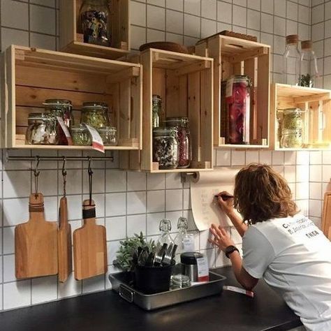 Image 8 1 Diy Kitchen Storage Cabinet, Ikea Crates, Ikea Kitchen Storage, Kitchen Renovation Diy Ideas, Shelf Ikea, Kitchen Storage Shelf, Ikea Hack Kitchen, Kitchen Shelving, Kitchen Storage Hacks