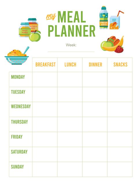 Essen, Free Printable Meal Planner Templates, Meal Planning Printable Templates, Menu Sans Gluten, Weekly Meal Plan Template, Menu Planner Printable, Weekly Menu Template, Free Meal Planner, Meal Planner Printable Free