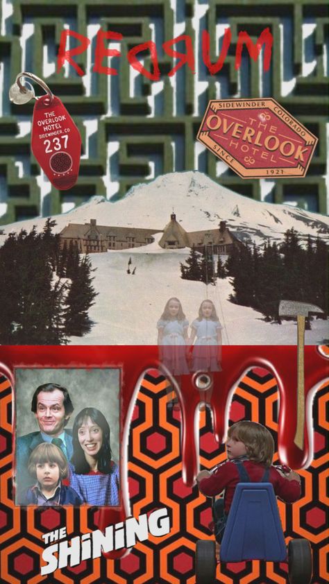 the shining #stephenking #redrum #heresjohnny #theoverlookhotel #room237 The Shining Aesthetic, Shining Aesthetic, Room 237, Here's Johnny, The Shining, Aesthetic Collage, Stephen King, Series Movies, Movie Night