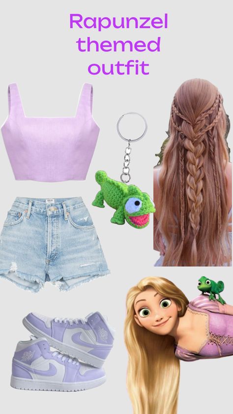 Modern Tangled Outfit, Princess Themed Outfits Disney Inspired, Rapunzel Outfit Ideas Modern Disney, Rapunzel Disneybound Winter, Rapunzel Bounding, Modern Disney Characters Outfits, Rapunzel Outfit Ideas Casual, Rapunzel Disney Outfit, Tangled Disneybound