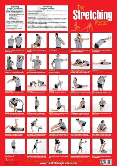 40 Charts of Post Workout Stretches to Prevent Injuries - Bored Art Full Body Stretching Routine, Post Workout Stretches, Dynamic Stretching, Full Body Stretch, Stretch Routine, Volleyball Workouts, Body Stretches, Workout Posters, Sports Injury