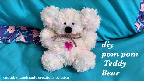 Pom Pom Pets, Make Teddy Bear, Pompom Craft, Dollar Tree Diy Organization, Teddy Bear Making, Pom Pom Animals, Easy Yarn Crafts, Woolen Craft, Diy Pom Poms