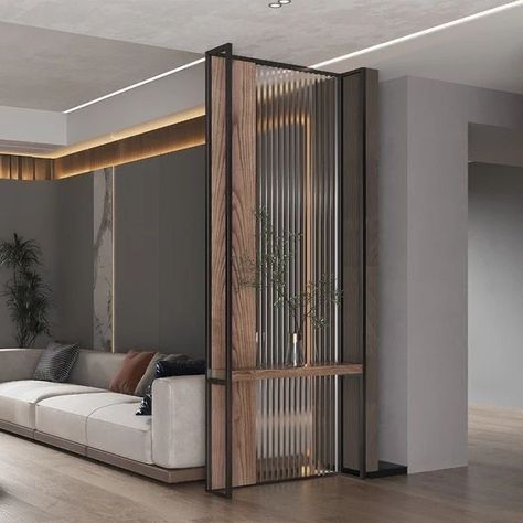 Wooden Partition, Glass Partition Designs, Modern Partition, Modern Partition Walls, Room Partition Wall, Wall Partition Design, Glass Partition Wall, Painted Living Room Furniture, Wall Partition