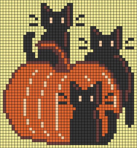 Crochet Tapestry Pattern Grid, Pixel Grid Crochet Ideas, Halloween Crochet Blanket Pattern, Fall Crochet Grid, Pixel Art Grid Crochet, Halloween Crochet Grid Patterns, Alpha Pattern Tapestry, Crochet Pixel Grid Pattern, Cute Halloween Pixel Art