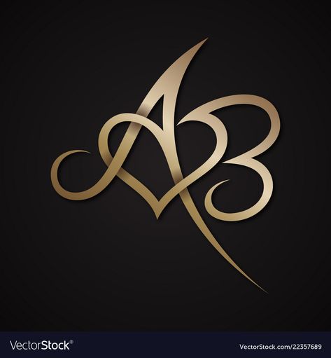 Letter ab love Royalty Free Vector Image - VectorStock Ab Tattoo, خواتم خطوبة, Alphabet Tattoo Designs, B Design, Cursive Alphabet, Stylish Alphabets, Graffiti Lettering Fonts, Wedding Logo Design, Tattoo Lettering Fonts