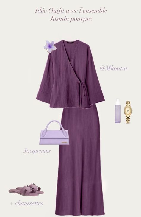 Kimono Hijab, Stylish Outfits Casual, Stile Hijab, Modesty Outfits, Muslim Outfits Casual, Modest Summer Outfits, Fashion Top Outfits, Modest Dresses Casual, Mauve Purple