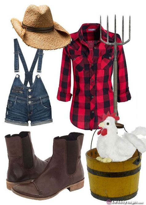 Girl Farmer Costume, Farmer Girl Costume, Farmer Halloween Costume, Farmer Halloween, Farmer Costume, Farmer Outfit, Best Friend Halloween Costumes, Farmer Girl, Farm Clothes