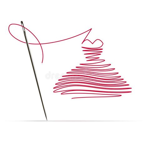 Sewing Needle with a Red Thread in the Form of a Dress. On white background #Sponsored , #Ad, #Sponsored, #Needle, #Thread, #white, #Red Sewing Illustration Art, Thread Illustration, Sewing Background, Sewing Vector, Sewing Business Logo, Thread Logo, Sewing Images, Dress Background, Sewing Logo Design