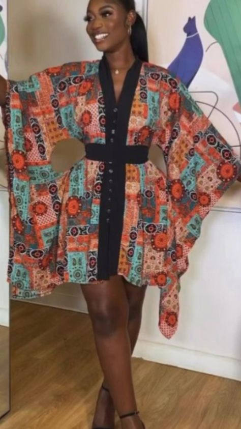 how to Sew one piece butterfly wrap dress fast and very easy A Simple Dress Tutorial it's sewing for beginners add it to your sew to sell business and earn money #sewtosell #wrapDress #sewingtutorial Kimono Short Dress, Simple Kimono, Bubu Gown, Bubu Gown Styles, Wrap Dress Styles, Ankara Short Gown Styles, 2piece Outfits, Dress Tutorial, Chic Dress Classy