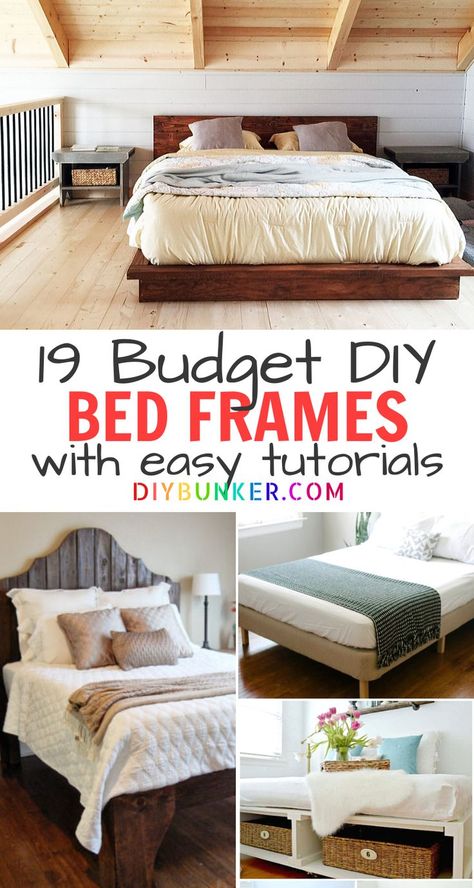 Diy Home Decor Apartment, Diy Seng, Build Bed Frame, Decorating Kids Room, Queen Bed Frame Diy, Diy Bed Frames, Diy King Bed Frame, Diy King Bed, Diy Organizing Ideas