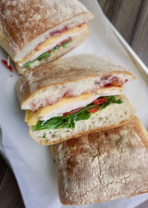 Turkey And Jam Sandwich, Cold Pressed Sandwich Recipes, Best Turkey Sandwiches Ever, Popular Sandwich Recipes, Fancy Sandwiches Ideas Lunches, Easy Fall Sandwiches, Turkey Breast Sandwich Recipes, Aldi Sandwich Ideas, Smoked Gouda Sandwich