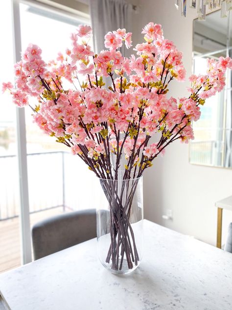 - These high quality artificial cherry blossoms are available in four beautiful colors: Light Pink, Dark Pink, Light Purple, and White. - Dimension: 39" L Cherry Blossom Table Setting, Monaco Hotel, Cherry Blossom Centerpiece, Bar Flowers, Japanese Dojo, February Baby Showers, Cherry Blossom Wedding Theme, Cherry Blossom Decor, Cherry Blossom Party