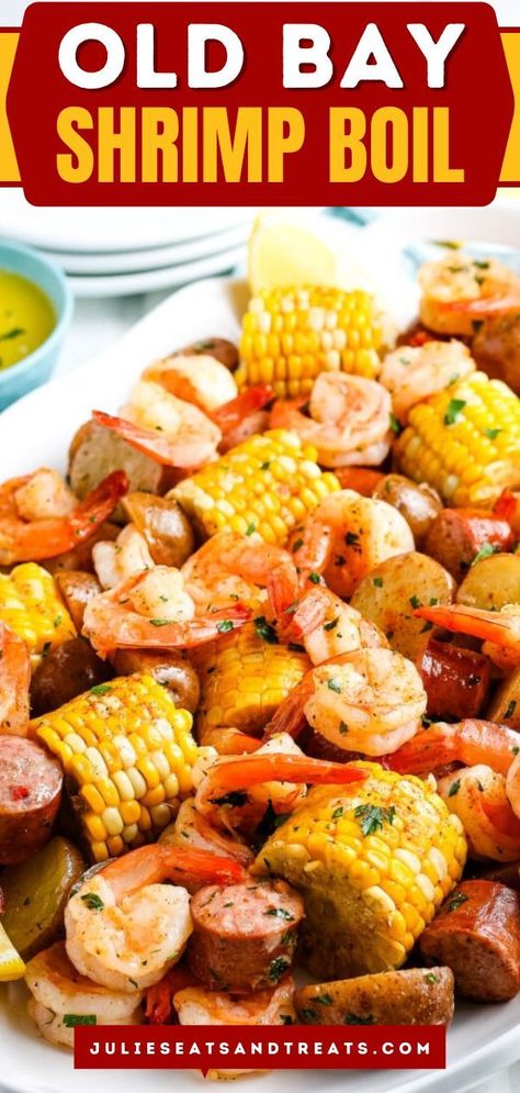 Essen, Old Bay Shrimp Boil Recipe, Old Bay Shrimp Boil, Sausage And Shrimp Recipes, Easy Shrimp Boil Recipe, Old Bay Shrimp, Shrimp Boil Recipe, Seafood Boil Recipes, Boiled Food