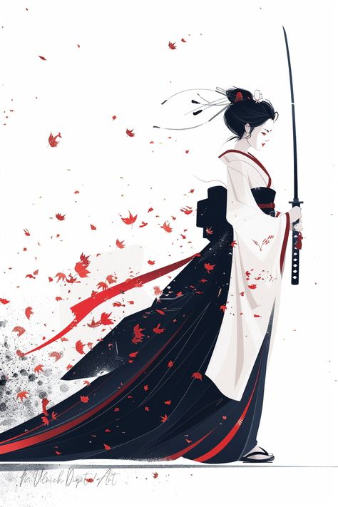 Samurai and Geisha are two iconic figures in Japanese history and culture. The Samurai were highly trained warriors who adhered to a strict code of ho... -  #Japanese #Warrior #woman Japanese Warrior Woman, Japanese Culture Aesthetic, Woman Samurai, Lady Samurai, Women Samurai, Samurai Woman, Muse Of Music, Geisha Samurai, Cat Graphic Art