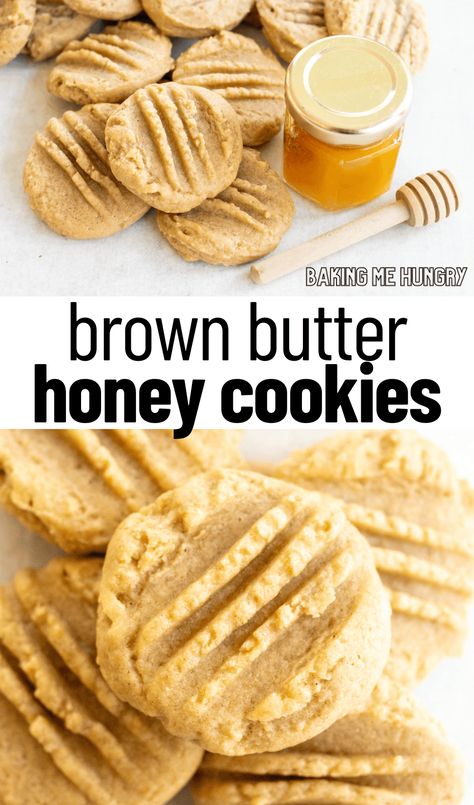 This Honey Cookies Recipe is loaded with delicious honey flavor. Simple ingredients like cinnamon, vanilla, and brown butter fuel the flavor! Essen, Pie, Healthy Desserts With Honey, Honey Walnut Cookies, Cookies With Honey Recipes, Honey Butter Cookies Recipe, Honey Cookie Recipes, Honey Based Recipes, Cinnamon Peanut Butter Cookies