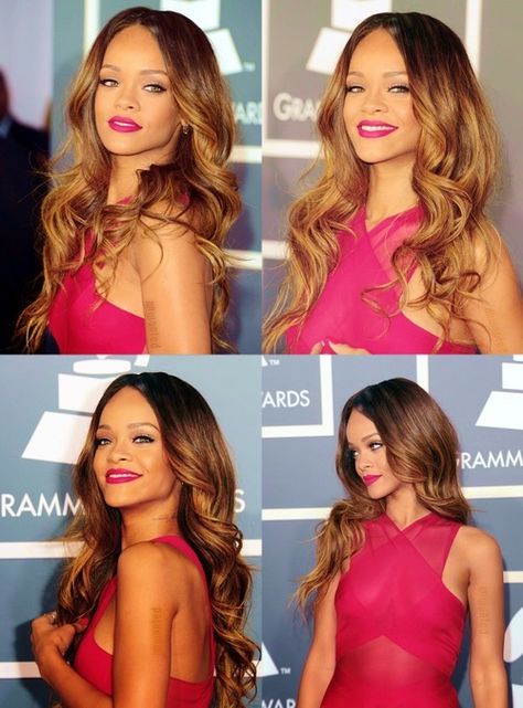 Rihanna's Beautiful Hair & Makeup..... Makeup For Magenta Outfit, Fuchsia Dress Makeup, Makeup For A Hot Pink Dress, Fuschia Dress Makeup, Magenta Dress Makeup Ideas, Makeup For Fuschia Dress, Fucsia Dress Makeup Ideas, Makeup For Magenta Dress, Magenta Dress Makeup