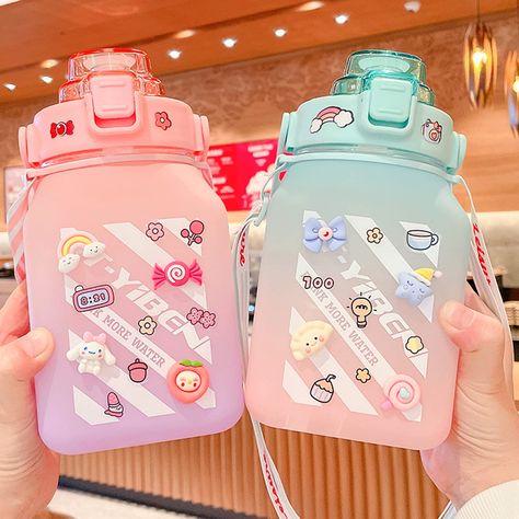 Nalgene Water Bottle, Drinking Water Bottle, Cute Water Bottles, 3d Stickers, Cute School Supplies, Botol Air, Outdoor School, Sports Water, Water Bottle With Straw