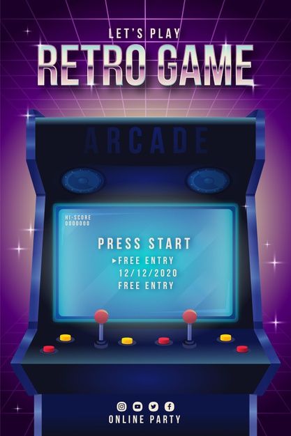 Arcade Theme Poster, Pixelated Poster Design, Futuristic Game Design, Arcade Poster Graphic Design, Arcade Pubmat, Game Arcade Design, Retro Gaming Poster, Vintage Game Poster, Futuristic Pubmat