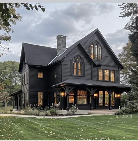 Victorian Gothic Home Decor, Gothic Western, Gothic Farmhouse, Castle House Plans, Morgantown West Virginia, Western Farmhouse, Black Houses, Dark House, Building Plans House