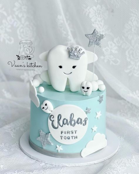 First Tooth Cake 🦷 #birthdqaycakes #cupcakes #buttercreamcakes #fondantcakes #customcakes #handmadetopper #cakedecor #cakedesign #sydneycake #sydneycakes #vaanskitchen #spongecake #firshtoothcake #friehteethcakes First Tooth Cake Ideas, First Teeth Cake Ideas, Tooth Party Decoration, First Tooth Cake, Tooth Party, Baby Decorations, Tooth Cake, Eid Cake, Buttercream Cake Decorating