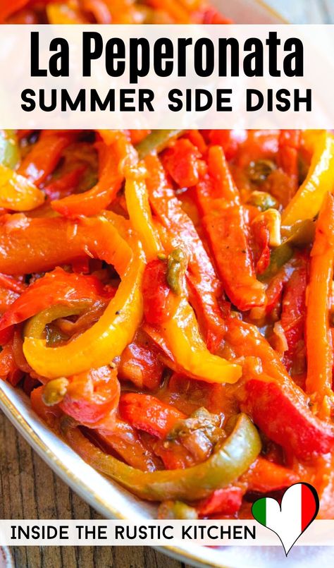 Peppers Side Dish Recipes, Bell Peppers Side Dish, Pepper Side Dish Recipes, Italian Peppers Recipes, Bell Pepper Recipes Side Dish, Authentic Italian Side Dishes, Italian Vegetable Recipes, Bell Pepper Side Dish, Homeschool Lunches