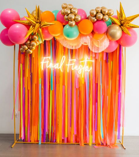 Coachella Theme Party, Coachella Theme, Bride Gift Bags, Ribbon Backdrop, Colour Party, Disco Birthday, Coachella Party, Scottsdale Bachelorette, Sunset Party