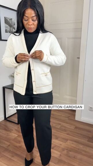 Do you want to learn how to crop your expensive cardigan without ruining it? I’ve got the perfect fashion hack for you. Cardigan Crop, Fabulous Fashion, Cropped Cardigan, Long Cardigan, Old Money, Get Dressed, Put On, Short Tops, Knit Crochet