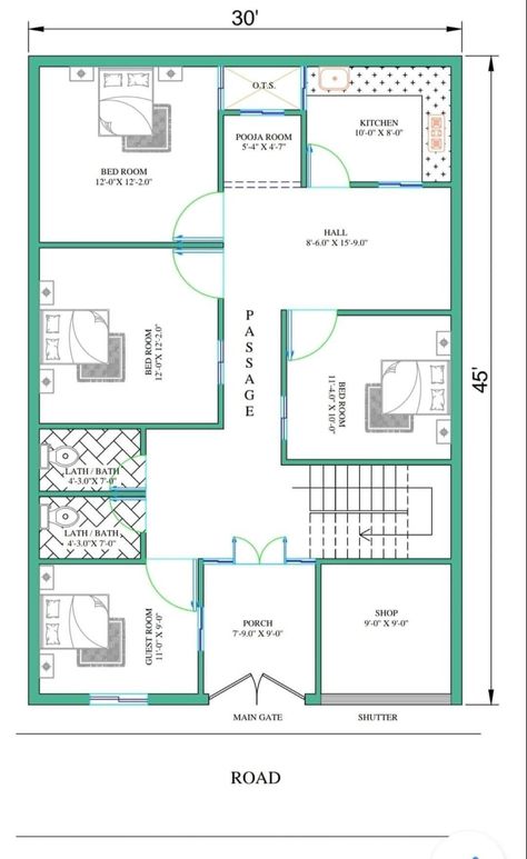 40 Most Beautiful House Plan Ideas - Engineering Discoveries 30x50 House Plans, House Plan Ideas, Double Storey House Plans, 4 Bedroom House Designs, 30x40 House Plans, House Architecture Styles, 2bhk House Plan, Bungalow Floor Plans, Bungalow Style House Plans