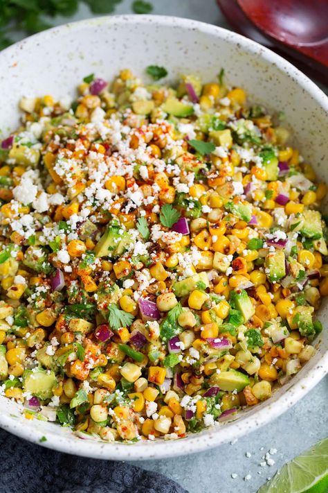 Corn Salad With Avocado, Mexican Street Corn Salad Recipe, Mexican Street Corn Recipe, Cooking Avocado, Street Corn Recipe, Mexican Corn Salad, Street Corn Salad, Mayo Salad, Avocado Recipe