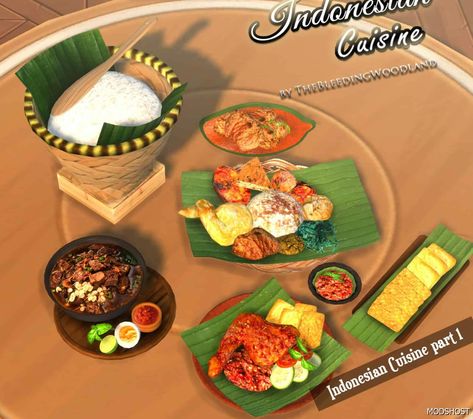 Download Indonesian Cuisine (Part 1) for Sims 4 at ModsHost NOW! *Adding more Southeast Asia representation for The Sims 4: For Rent Expansion Pack* Decoration Food CC, not custom recipe food. Indonesia is the biggest Southeast Asian country that is rich in cultures, with many ethnicities and has a lot of islands, therefore has many variants of cuisine culture, not just only Nasi Goreng, Rendang, Sate. ... #gaming #mods #sims4cc #videogames #sims #objects Sims 4 Asian Food Cc, Sims 4 Vietnamese Cc, Sims4 Cc Food, Food Mods The Sims 4, Sims 4 Cc Recipes, Sims 4 Cc Food Recipes, Sims 4 Cooking Mod, Sims 4 Food Mod, Sims 4 Recipes