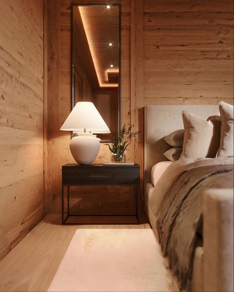 Luxury Cabin Bedroom, Ski Cabin Interior, Mountain Chalet Interior, Ski Chalet Interior, Chalet Modern, Chalet Bedroom, Elegant Bedrooms, Lodge Bedroom, Chalet Interior Design