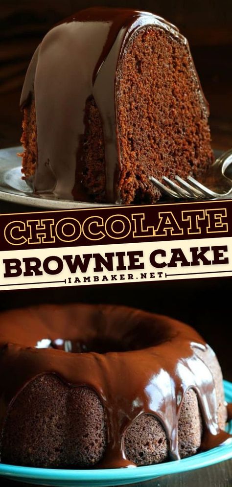 Chocolate Fudge Brownie Cake, Easiest Chocolate Cake, Chocolate Cake Mix Recipes, Brownie Cake Recipe, Brownie Mix Recipes, Easy Cake Recipe, Chocolate Brownie Cake, Double Chocolate Cake, Baking List