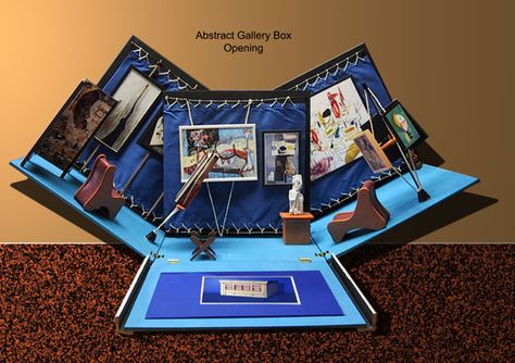 Museum In A Box Project, Mini Museum Art Project, Diorama Museum, Museum Model, Mini Exhibition, Mini Museum, Animation Art Sketches, America Art, Scene Design