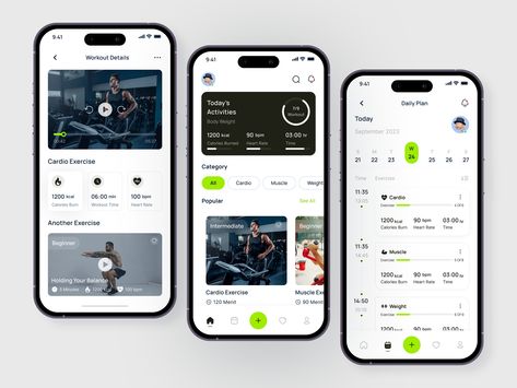 Fitness Mobile App Design by Virgiawan Listanto ✪ for Designcrea Studio on Dribbble Fitness Apps Design, Fitness Tracking App, App Wireframe, Gym App, Class App, Ux Design Mobile, Design Exploration, Ios App Design, Fit App