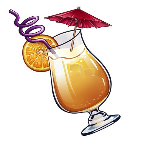 Cocktail Umbrella Tattoo, Cocktail Drawing Illustration, Cocktail Glass Drawing, Cocktail Umbrella, Summer Drinks Illustration, Umbrella Cartoon, Cocktail Vector Illustrations, Cocktails Vector, Umbrella Illustration