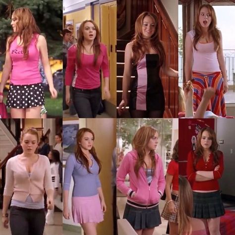 Lindsay Lohan as Cady in "Mean girls" (2004) Cady Heron Outfits, Lindsay Lohan Mean Girls, Mean Girls Costume, Mean Girls Halloween, Mean Girls Aesthetic, Mean Girls Outfits, Cady Heron, Chick Flick, Mean Girl