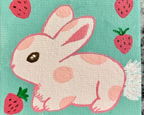 Cute Easy Paintings, Hiasan Bilik Tidur, Bunny Painting, Posca Art, Hippie Painting, Small Canvas Paintings, Simple Canvas Paintings, Canvas Painting Tutorials, Cute Canvas Paintings