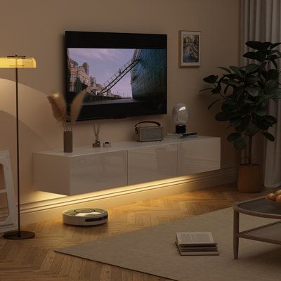 Tv Stand Hanging, Tv Stand Lights, Floating Tv Cabinet, Wall Mount Tv Stand, Tv Stand With Led Lights, Wall Mounted Tv Cabinet, Hanging Tv, Led Wall Decor, Floating Tv Stand