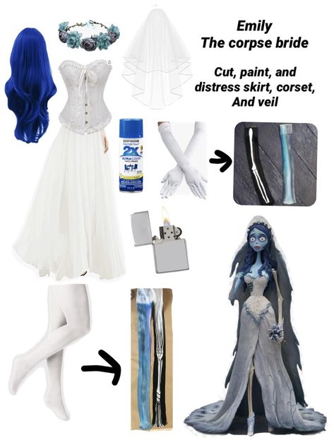 Halloween Costume Ideas Corpse Bride, Corpse Bride Prom Dress, Corpse Bride Disneybound, Plus Size Corpse Bride Costume, Halloween Costumes Emily Corpse Bride, Corpse Bride Emily Cosplay, Emily Cosplay Corpse Bride, Corset Outfit Halloween Ideas, Corpse Bride Family Costume