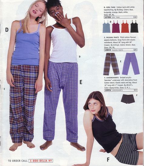 Because you were oddly obsessed with owning millions of pairs of pajama pants and maybe, just maybe, you could get away with wearing these plaid ones to school. | 17 Reasons Why The Fall '96 Delia's Catalog Was Everything To You 90s Fashion Catalog, 90s Teen Fashion, Flannel Pajama Bottoms, Plaid Pajama Pants, 2000s Outfits, 1990s Fashion, 90s Outfit, Fashion Catalogue, Tank Girl